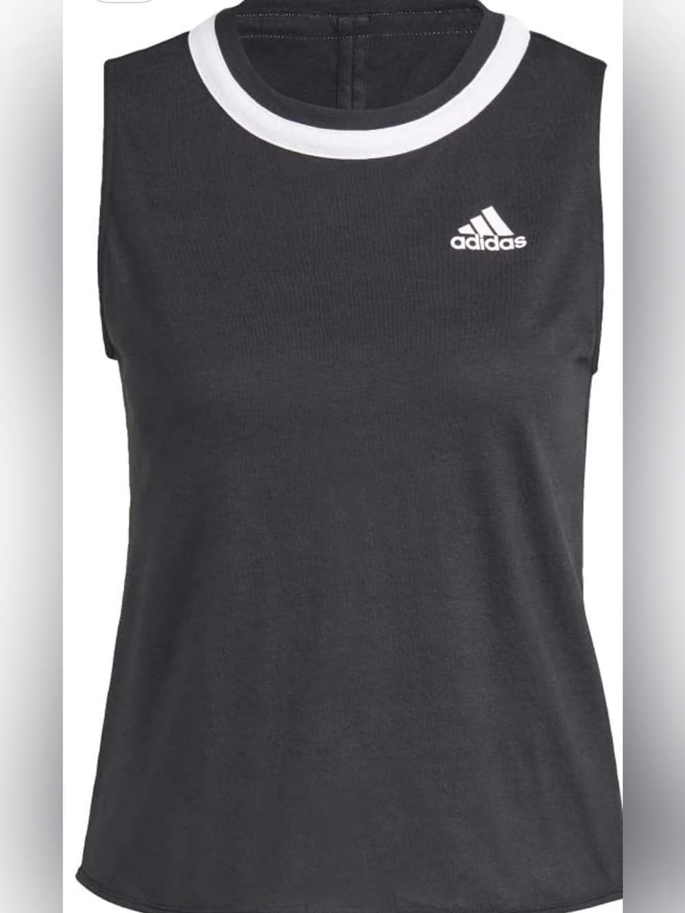 adidas Black Tank Top with White Neck Trim